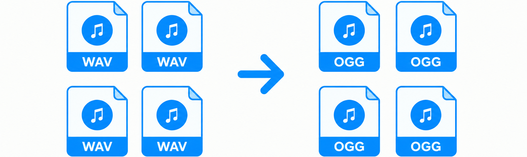 Several WAV files are converted into OGG files
